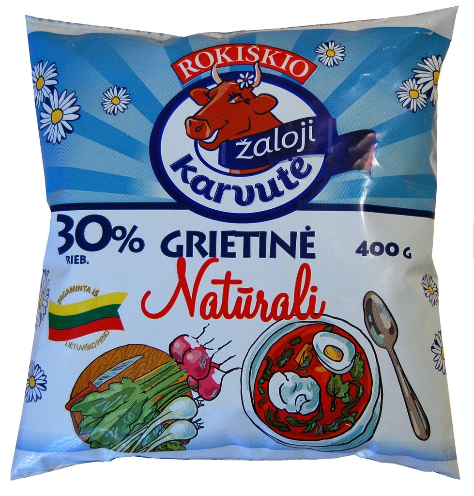 Grietinė 30% "Žaloji karvutė" plėv. 400g RP