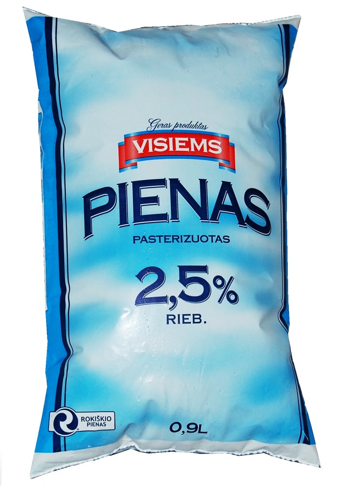 Pienas Rokiškio "Visiems" 2,5% 0,9L RP