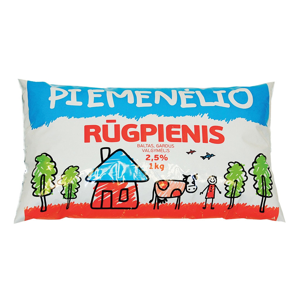 Rūgpienis PIEMENĖLIO 2,5% 1kg plėvelė RVN
