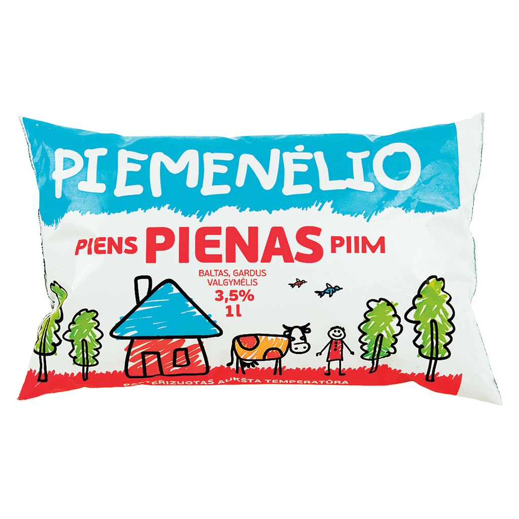 Pienas PIEMENĖLIO natūralus 3,5% 1L RVN