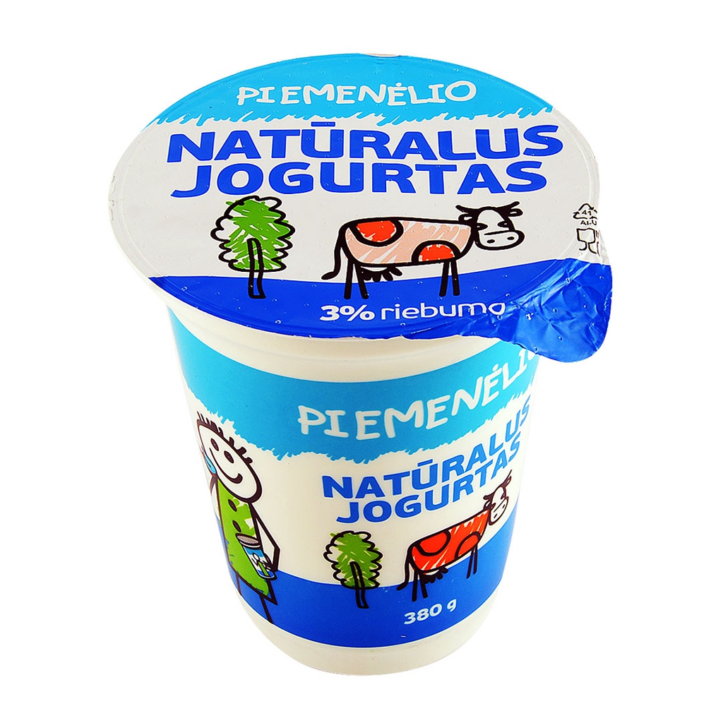 Jogurtas 3% be priedų natūralaus sk. 380 g. ind