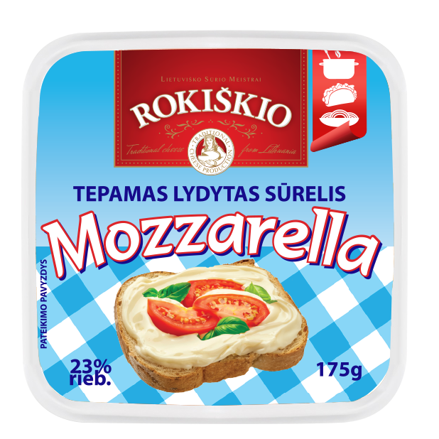 Tepamas  lydytas  sūrelis 23% rieb. ROKIŠKIO MOZZARELLA 175g