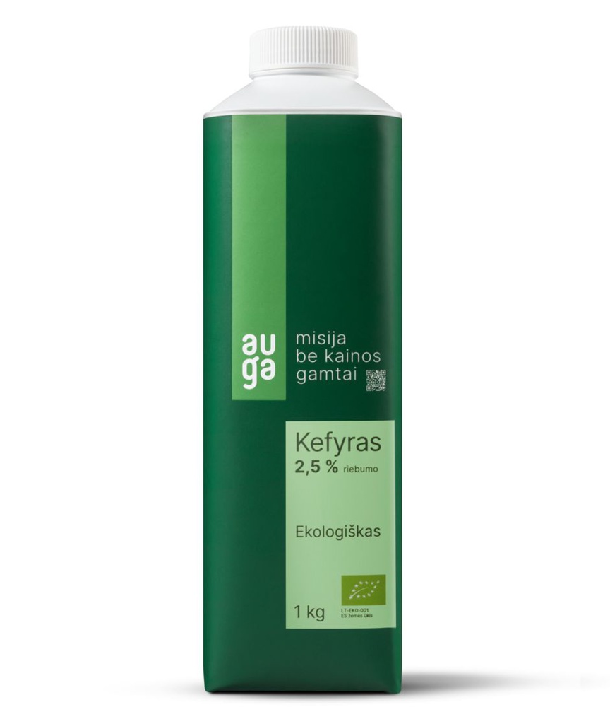 Ekologiškas "AUGA" kefyras 2,5% rieb. 1kg