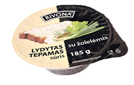 Tepamas lydytas sūris "RIVONA" su žolelėmis 26% rieb. 185g RVN